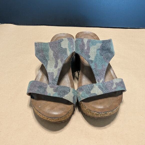 Boutique by Corkys Lilo Canvas Camo Wedge Cork Sandals Peep Toe Twee Summer Boho - Picture 3 of 6